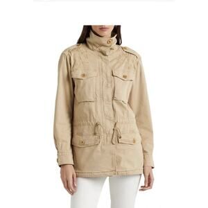 Ralph Lauren Featherweight Twill Field Jacket Women's Medium Embroidered Tan NWT